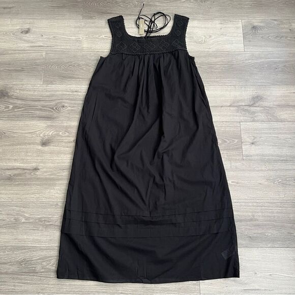 J.CREW Crochet Midi Dress Large Black Relaxed Fit Boho Resortwear Vacation NWT - Picture 3 of 8